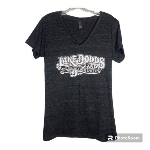 District Tops - 5/$25 District Heathered Gray V Neck Short Sleeve Jake Dodds Stagecoach Revolver